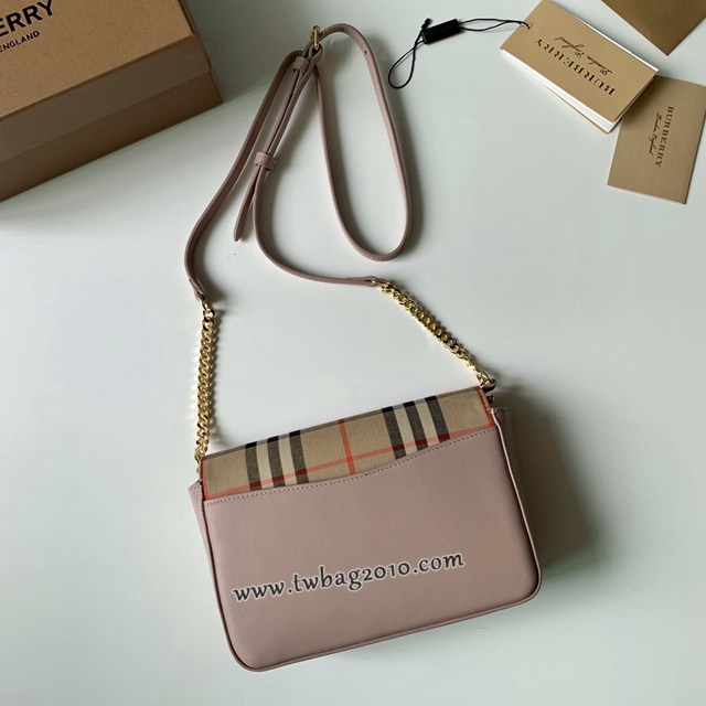 Burberry專門店新款Vintage格紋拼皮革錢夾 巴寶莉單肩斜挎女包 yxb1074